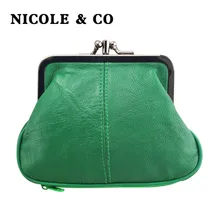 NICOLE & CO Genuine Leather Coin Purse Womens Sheepskin Change Purse Metal Hasp Closure Card Holder Wallet Zipper Small Bag NICOLE & CO Genuine Leather Coin Purse Womens Sheepskin Change Purse Metal Hasp Closure Card Holder Wallet Zipper Small Bag