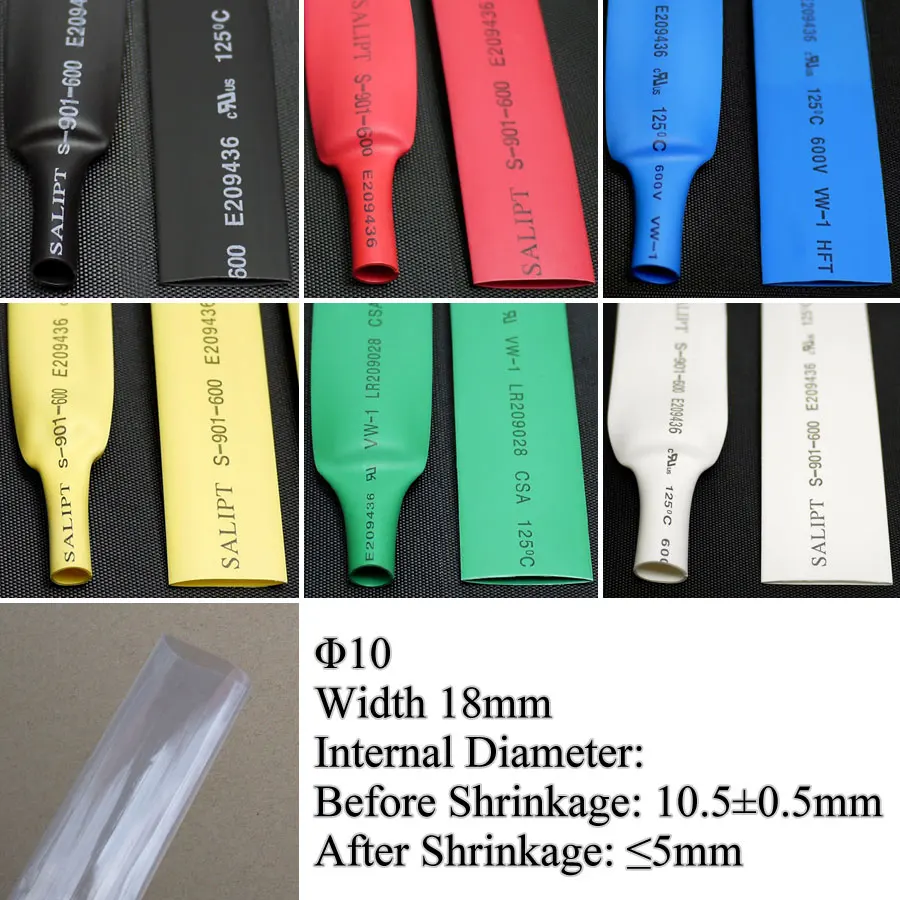 10mm Heat Shrink Tubing Polyolefin Insulation Shrinkage Ratio 21 UL