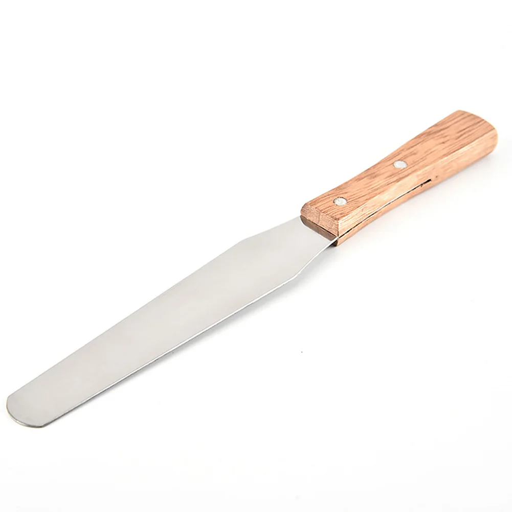 Прямая нержавеющая сталь портативный масло Профессиональный палитра нож практичный торт крем скребок деревянной ручкой шпатель