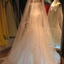 5.0 м фаты новое поступление долго завеса один слой тюля фата мантилья собор аппликация край из бисера фата V815