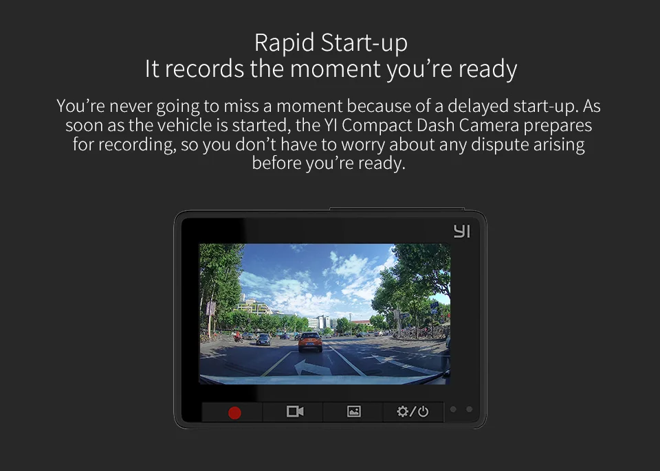 Автомобильный видеорегистратор YI Compact Dash Camera | Разрешение 2.7K | Широкий угол обзора 130° |
