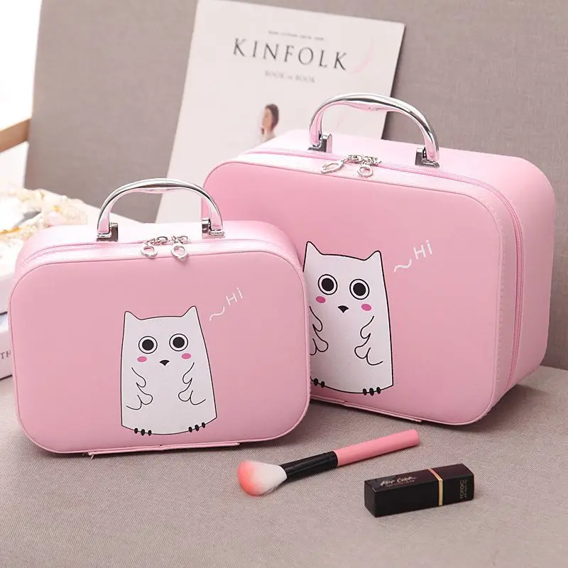 pink cosmetic bag Летающие птицы косметический ящик мешок макияж сумка женские косметические шкатулки милый Красота Чехол Дорожный кошелек выставочная витрина для украшений модный держатель - Цвет: pink cosmetic bag