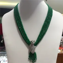 Женская мода леопардовая голова застежка DIY аксессуары зеленый камень ожерелье Добро пожаловать пользовательские цвета модные ювелирные изделия
