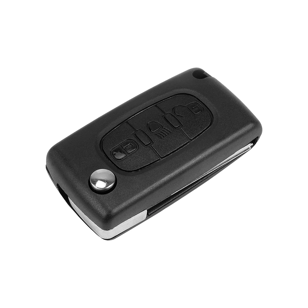 VDIAGTOOL 3 Buttons Flip Folding Car Key Case For Peugeot Key Shell no logo light middle button with groove blade(CE0536