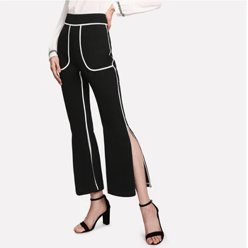 

La MaxZa Summer Women Pants 2018 New Streetwear Clothes Fashion Female Flare Pants High Waist Black Ankle-Length Pants 103006