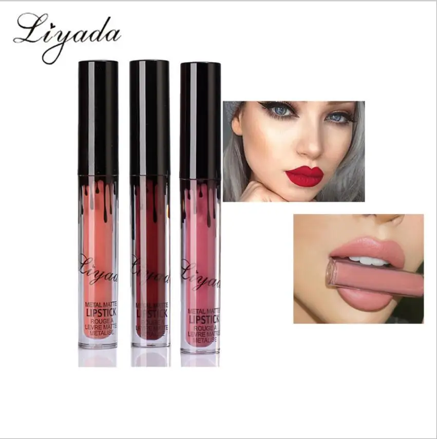 

12 colors Brand liquid lipstick glitter Sexy Color waterproof Long Lasting mate gloss pen Make up red matte lip baton