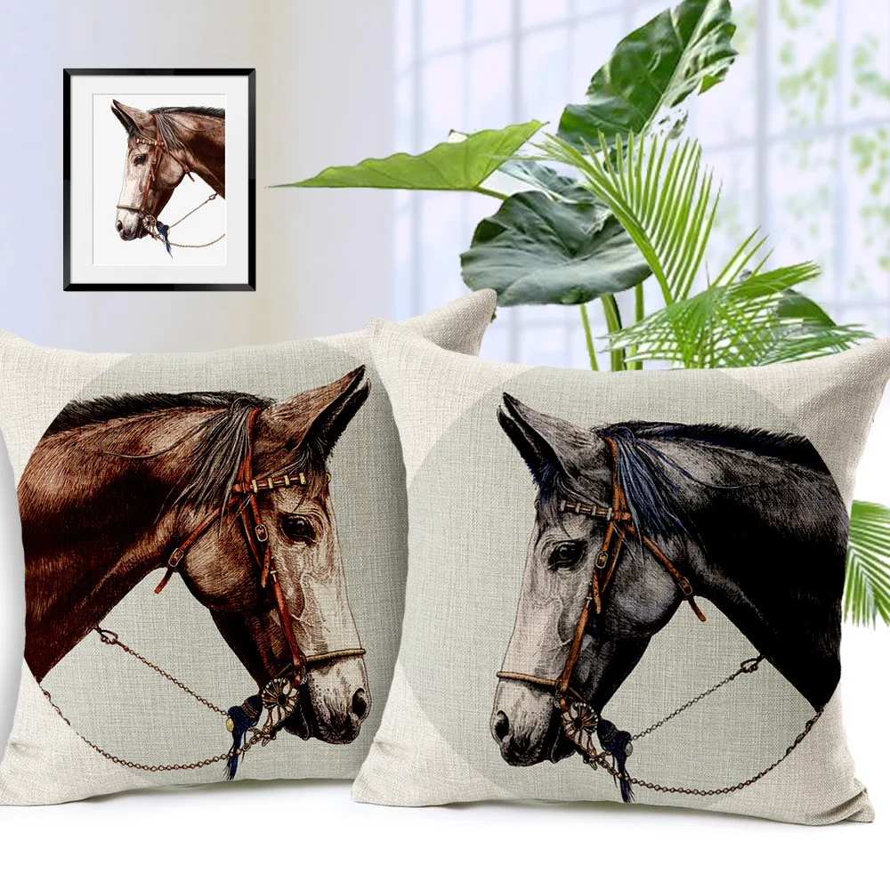 1 pcs 45x45cm elegant horse head pattern pillow case cover 3 designs cotton home linen back - Horses Head Pillow 1 pcs 45x45cm elegant horse head pattern pillow case cover 3 designs cotton home linen back - Horses Head Pillow