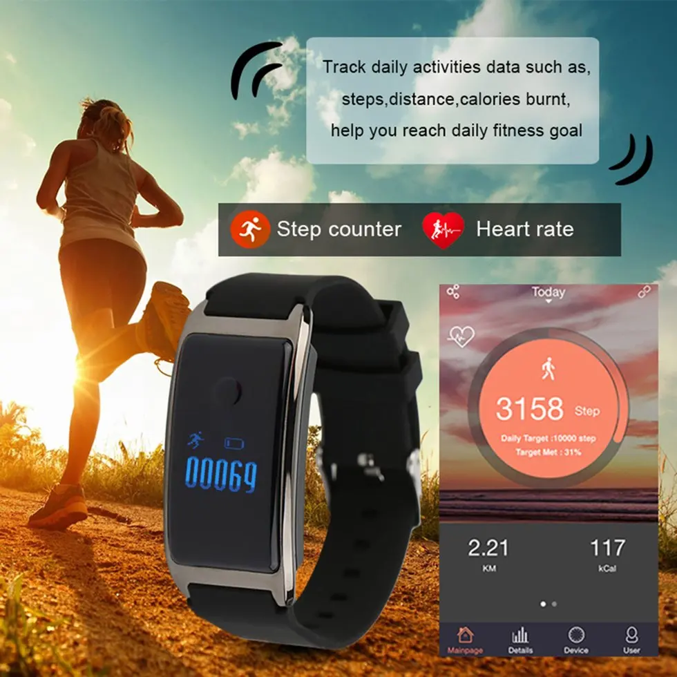 

5pcs Bluetooth Smart Watch Sport Bracelet Wristband Heart Rate Sleep Monitor MD8