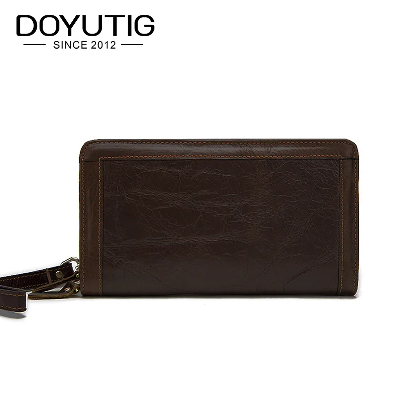

DOYUTIG Antique Men's Long Genuine Leather Day Clutch Bags Business Style Card Holder Middle Size Money Purse Male Clutches B052