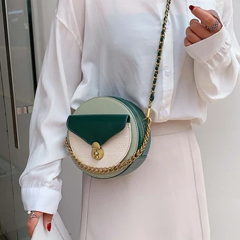 

Fashion Pu Leather Round Designer Crossbody Bag for Women 2019 Chain Shoulder Bags Ladies Small Handbags Mini Circular Tote Bag