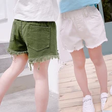 Однотонные шорты для девочек летние повседневные штаны с эластичной резинкой на талии для маленьких детей Удобная хлопковая одежда шорты для активного отдыха 6, 8, 10, 12 лет