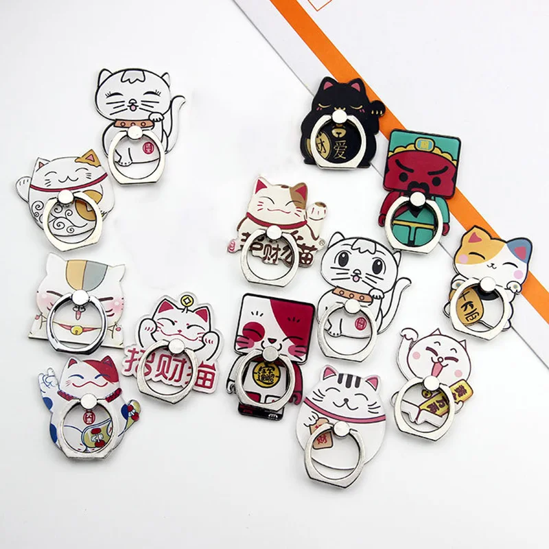

Romatlink Metal Finger Ring Mobile Phone Holder Stand Rings Kawaii Lucky Cat Series Smartphone Ring Tablet Support