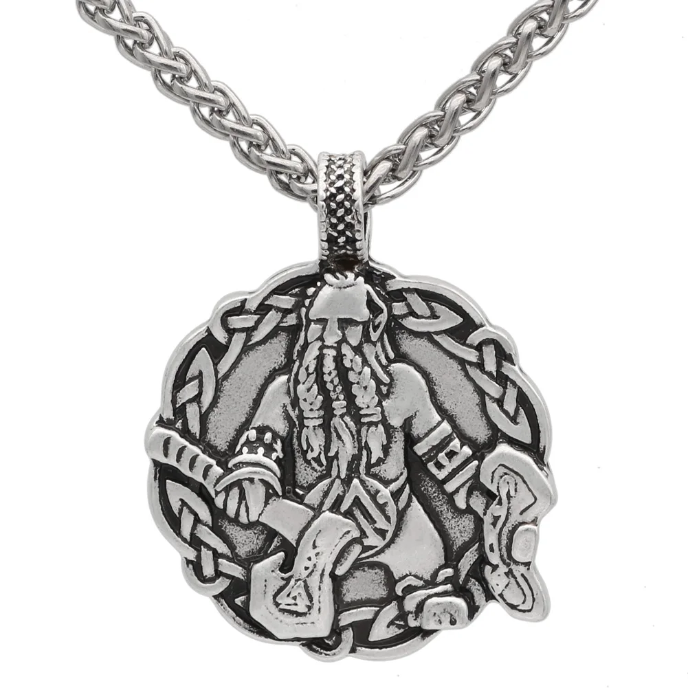 Мужская нержавеющая сталь viking oidn голова волка с тором Молот Мьёльнир кулон ожерелье-король цепь