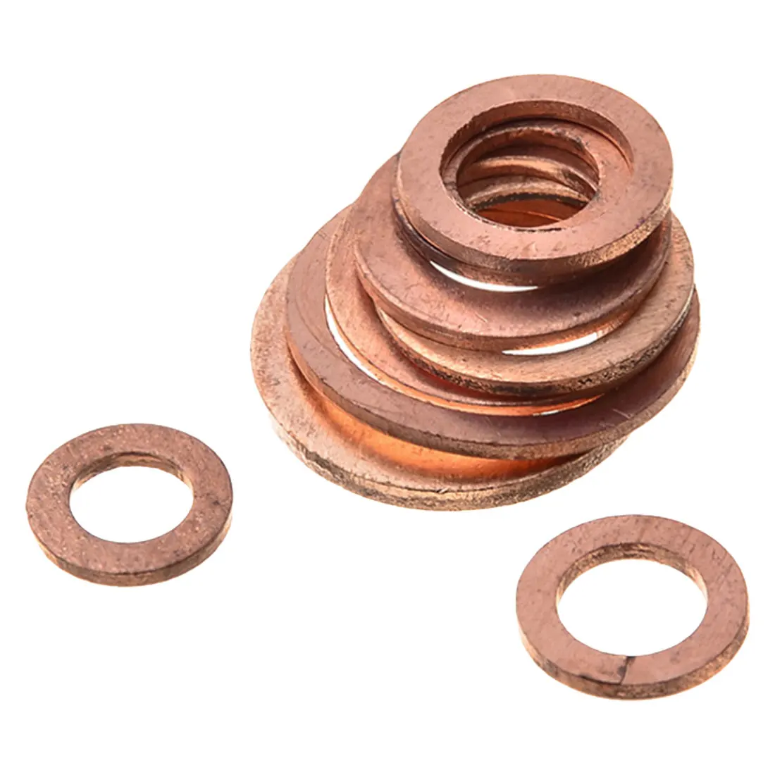 

New brand 200pcs 9 Sizes Copper Washer Gasket Set Flat Ring Seal Kit Set with Plastic Box For Generators Machinery
