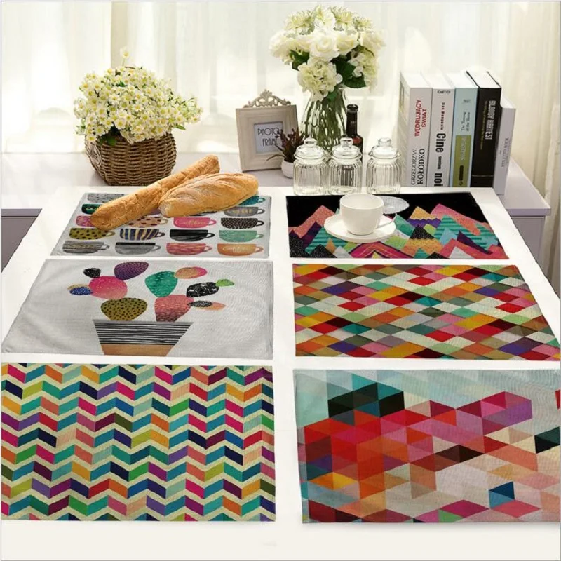 

Colorful geometric lattice placemat Fabric coaster Table decoration mat Kitchen Posavasos Manteles individuales Onderzetter H313