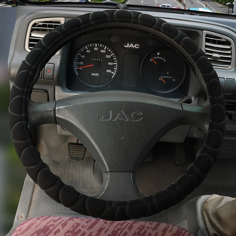 

KKYSYELVA Leather Steering Wheel Covers for Car Bus Truck 36 38 40 42 45 47 50cm Diameter Auto Steering-wheel cover