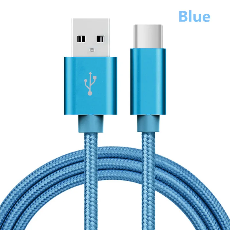 Голубом цвете для детей возрастом от 5 V 2.4A USB C для передачи данных в нейлоновой Зарядное устройство кабель для samsung S10/LG G6/huawei mate 20/Xiaomi 8 redmi note7/OPPO R17/vivo NEX кабель