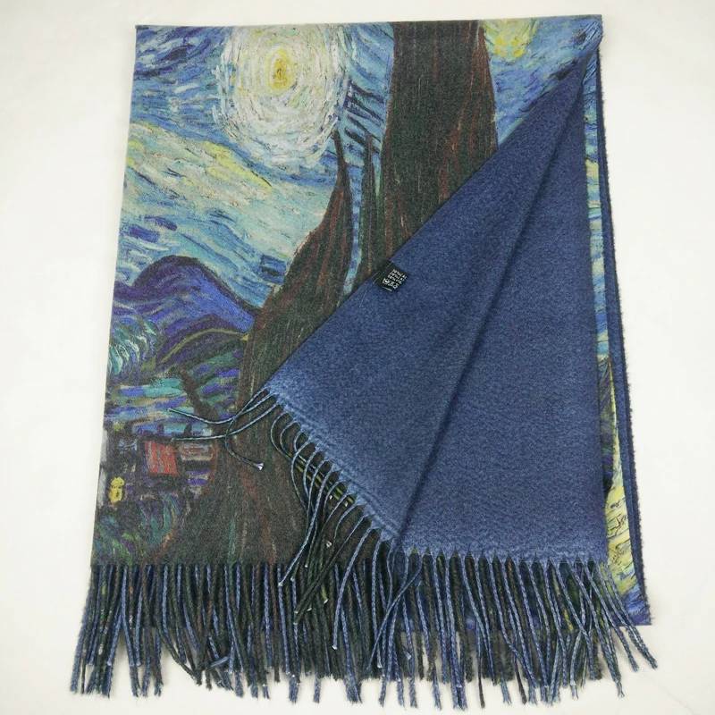 Модный женский дизайнерский зимний кашемировый шарф KlimtVan Gogh с масляной