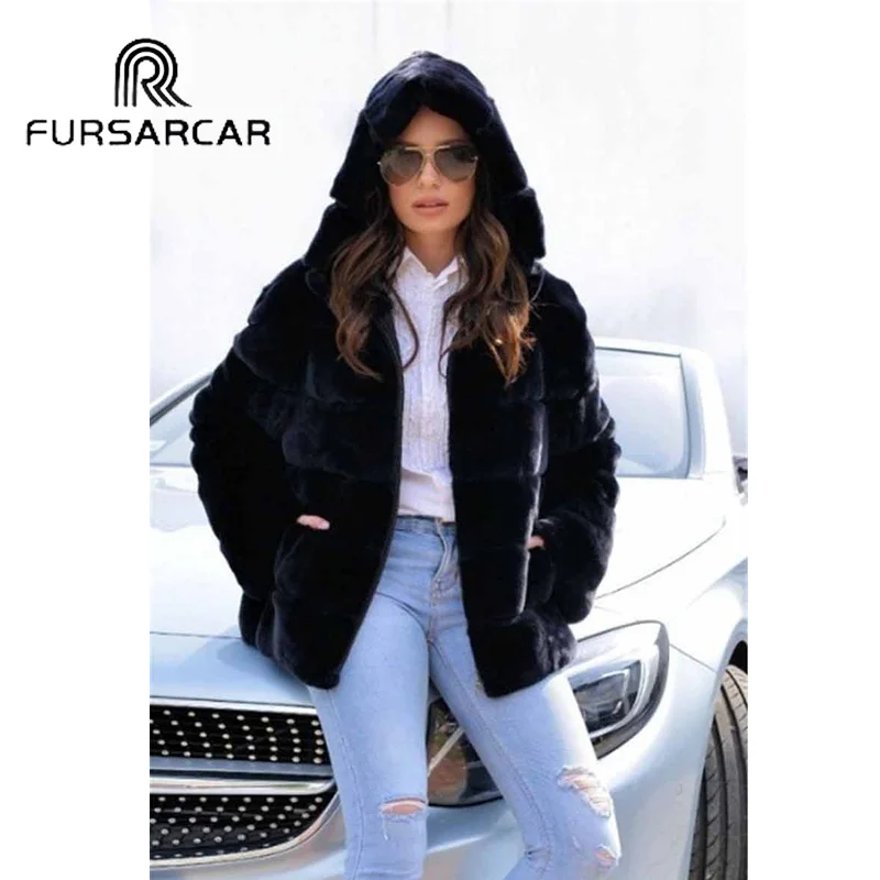 FURSARCAR 70 см длинные женская шуба из натурального меха зимняя новая модная куртка с