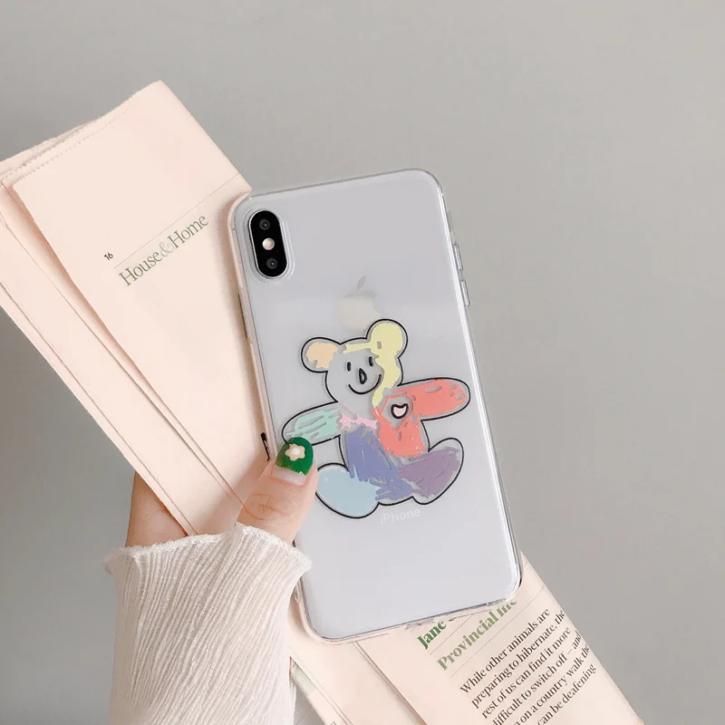 Мягкий силиконовый чехол с рисунком медведя для iphone X, чехол xs max cute Bear coque на iphone 6s 6 plus, матовый чехол для телефона 7 8 plus