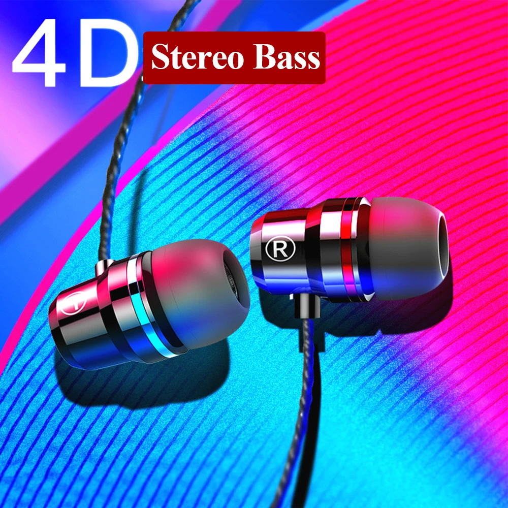 

4D Super Bass Sound Earphone Stereo Earbuds Wired Headphone Earphones with Microphone Headset for Samsung Xiaomi Sports Computer