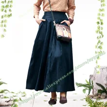 Весенние и летние хлопковые льняные повседневные свободные женские юбки большого размера плюс с высокой талией/Женские винтажные плиссированные юбки