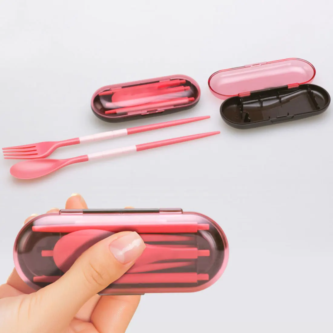 

3PCs/Set Portable Travel Cutlery Dinnerware Mini Outdoors Tableware Sets Candy Color Folding Dinner Set Student Child Kids Gift