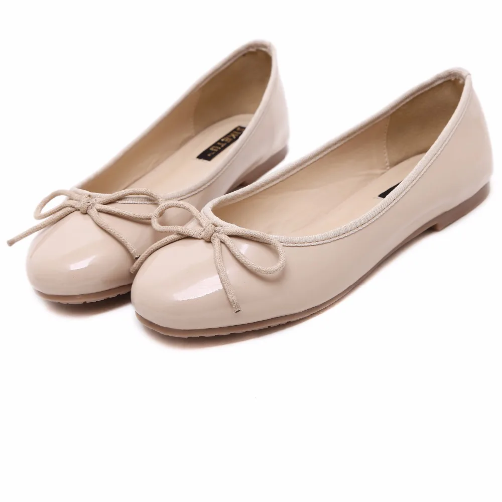 

New Soft Comfortable Ladies Casual Flats Shoes Round Toe Patent Pu Female Fashion High Quality Sweet Butterfly Kont Single Shoes