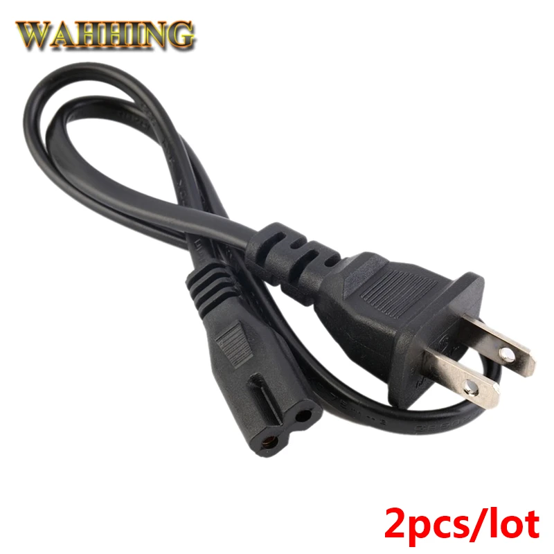 2pcs US Plug 2Pin Power Cord Cable 2 Prong Laptop AC Adapter Lead 2 Pin Figure 8 Power Adapter
