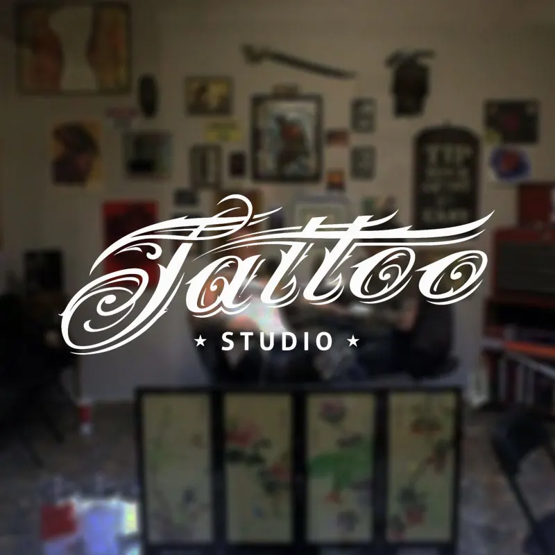 Tattoo Studio Logo Wall Art Decals Decor Fashion Cool Design Tattoo Adesivi In Vinile Tattoo Studio Shop Window Art Decoration F868
