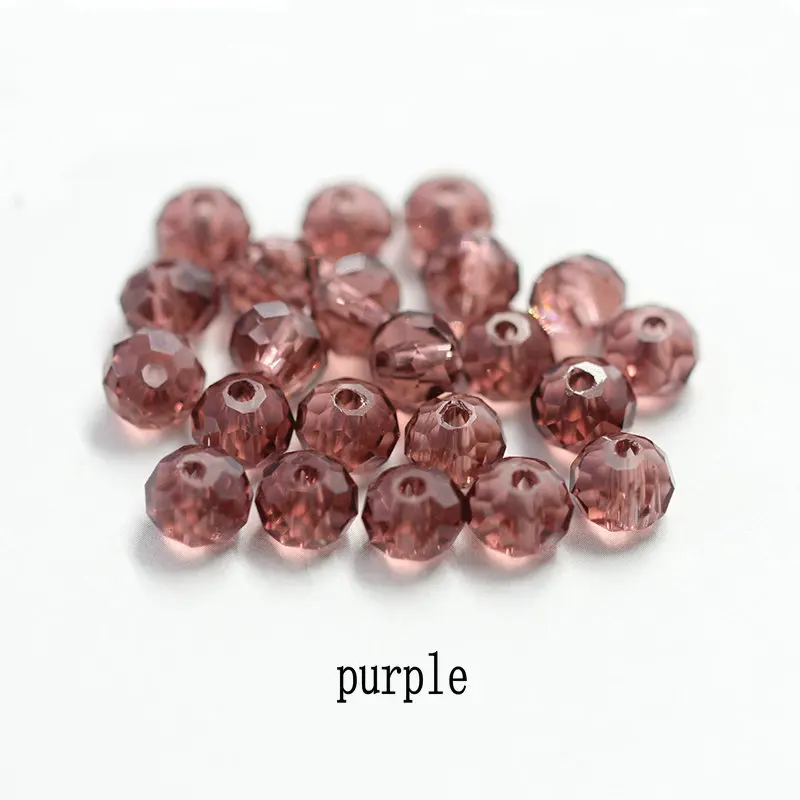 purple 4-8 мм прозрачные граненые Стеклянные круглые бусины Rondelle хрустальные Австрийские бусины для изготовления браслетов и ожерелий своими руками ювелирные изделия - Цвет: purple