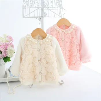 

High quality children's wear girls autumn Korean version hot sell lovely princess three-dimensional flower sweater girls coat