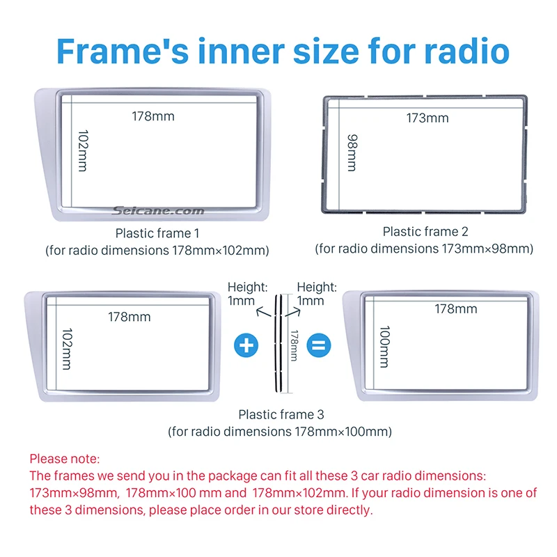 Seicane 2 din Серебро 173*98 178*100 178*102 мм Автомобильный DVD Радио рамка лицевой панели Панель комплект для 2001 2002 2003 2004 2005 Honda Civic RHD