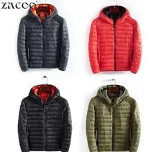 ZACOO мужские портативные парки, много цветов, Теплые Топы, парки, лаконичные легкие теплые куртки с капюшоном, разноцветное хлопковое пальто для зимы