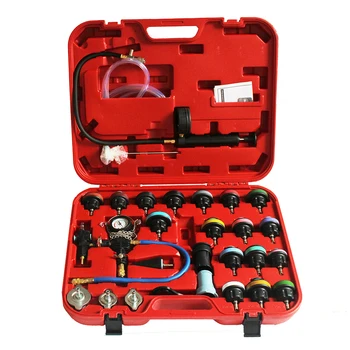 

28PC RADIATOR PRESSURE TESTER TEST TOOL COOLANT VACUUM PURGE REFILL W/ ADAPTERS