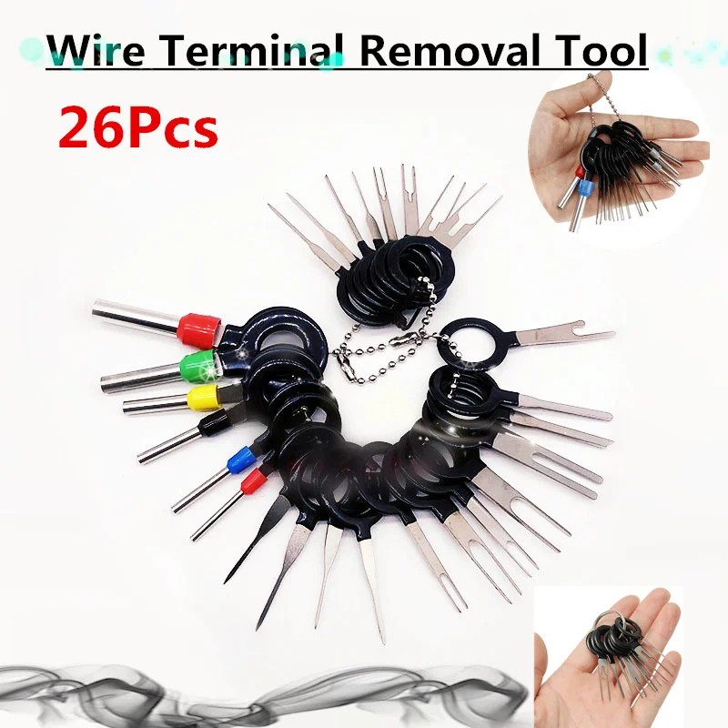 

26pcs Automotive Car Wire Terminal Harness Release Extraction Puller Wiring Connector Pin Needle Removal Tools Hand Tool Set