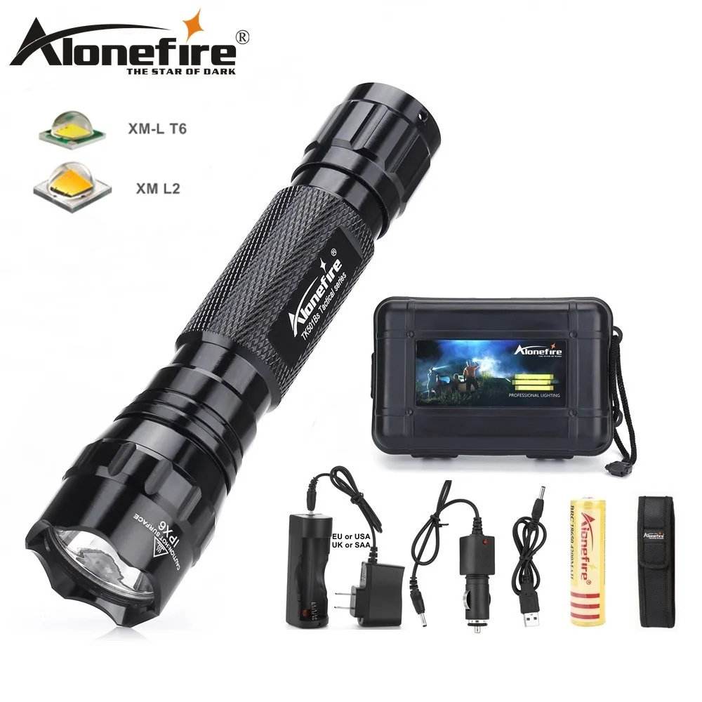 Тактический светодиодный фонарь AloneFire 501Bs CREE XML T6 L2 перезаряжаемый аккумулятор