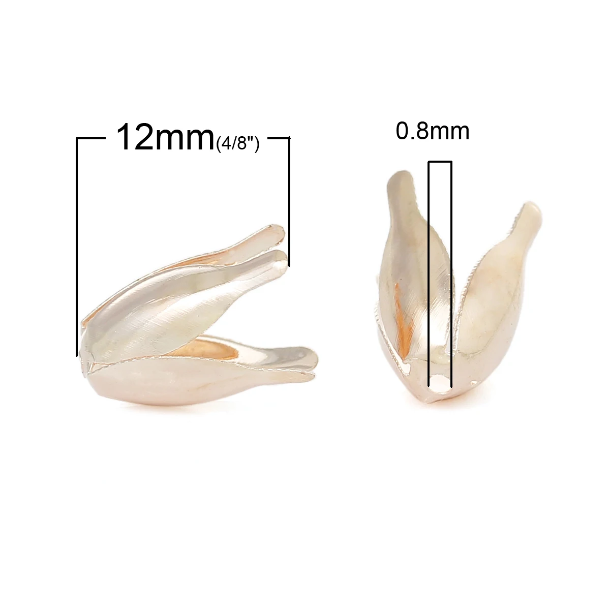 Медные бусины в форме цветка, розовое золото(подходит для бусин 10 мм-28 мм) 12 мм(4/") x 10 мм(3/8"), 15 шт. Новинка