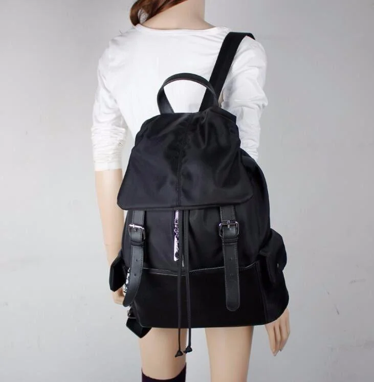Retro women s nylon waterproof backpack travel shoulder bags rucksack bookbag