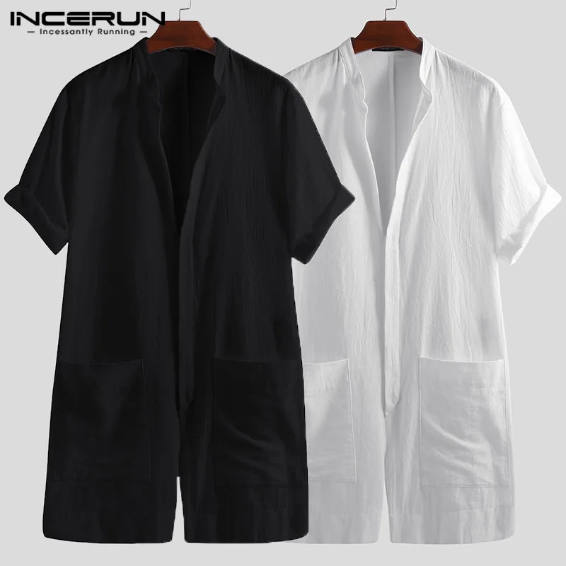 INCERUN с v-образным вырезом, кнопка, Европейский передний карман, Летние повседневные Комбинезоны, комбинезоны, комбинезоны, американский мужской уличная одежда, комбинезон