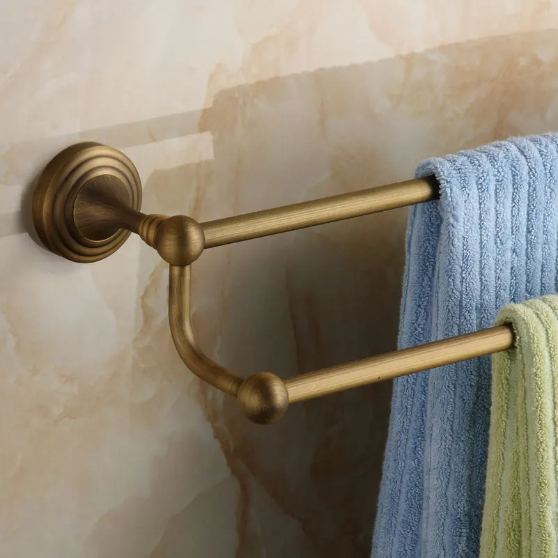

Antique Bronze Towel Holder Rack Luxury Brush Solid Brass Towel Bar 2-Layer Wall Mounted Bathroom Accessories