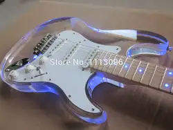 Бесплатная доставка оптовой новый Гитары ra ST Гитары ra/клен шеи OEM акриловый корпус гитары/с LED/Гитары в Китае
