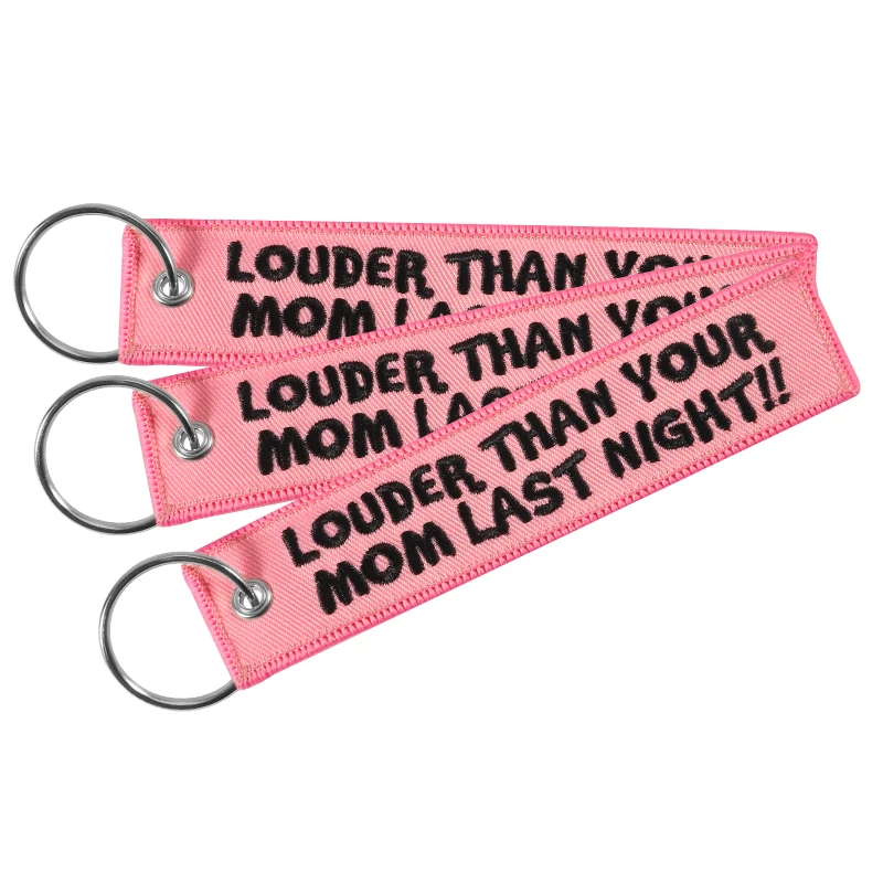 

3 PCS Fashion Car Keychain for Motorcycles Gifts Tag Key Fobs Holder Pink Embroidery keychains customize keyring Fashion Jewelry