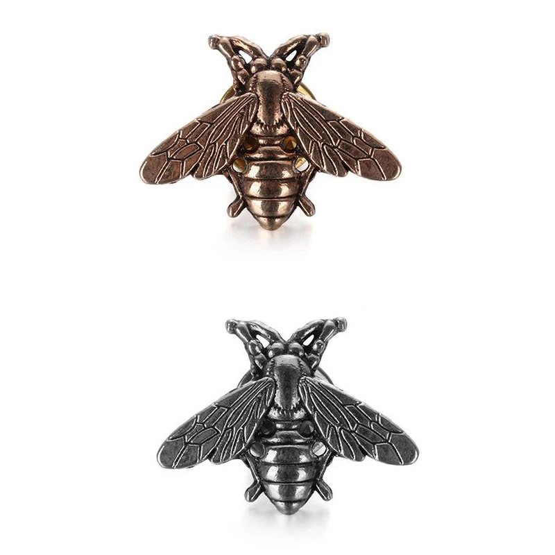 

1/2Pcs Retro Cute Bees Brooch Pins Men Women Gold & Silver Insect Bees Metal Brooches Deer Antlers Head Suit Collar Pin Jewelry