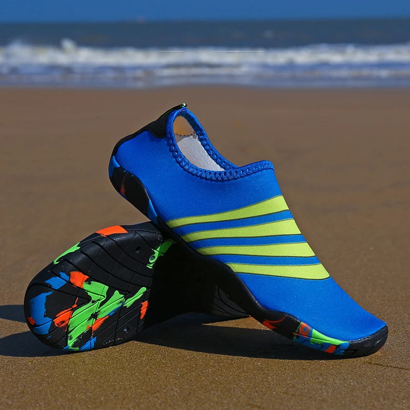 Мужская пляжная летняя обувь для родителей и детей; спортивная обувь для всей семьи; быстросохнущая водонепроницаемая обувь в полоску для плавания и серфинга