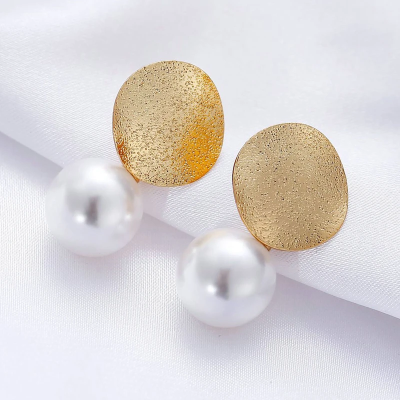 

Geometric Pearl Long Drop Earrings For Women Girl Brincos Metal Dangle Earring Gold DIY Fashion Jewelry Lover Valentine's Day