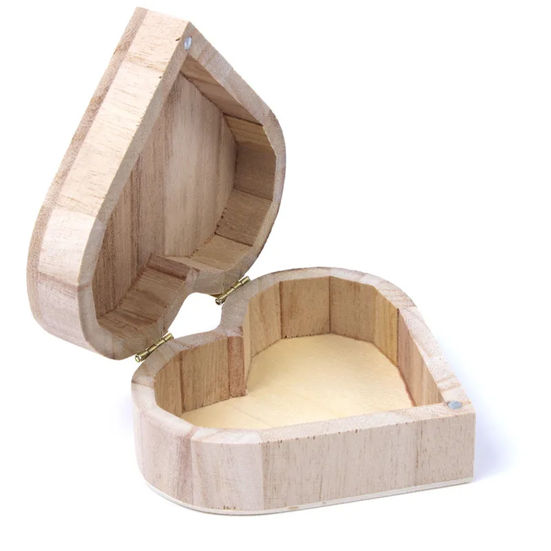 

Jewelry Box Wood Love Heart Shape DIY Mud Base Art Decor Children Kid Baby Wooden Crafts Toys free shipping