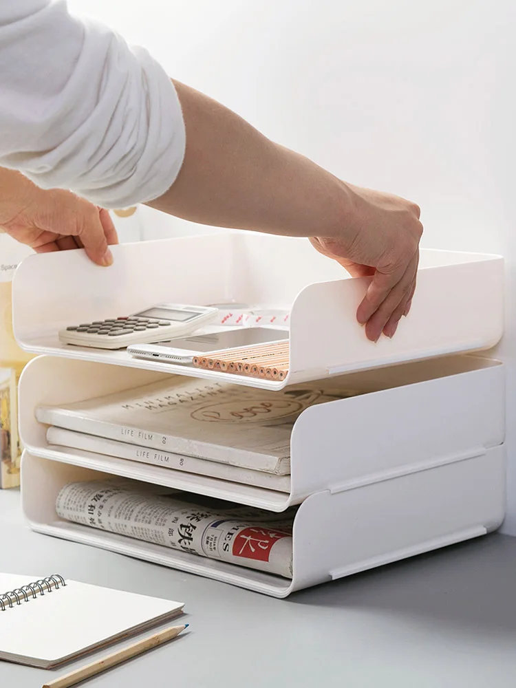 مكتب مكتب منظم حامل المجلات اللوازم المدرسية درج الورق تكويم تخزين الرف البلاستيك مجلد حفظ الملفات