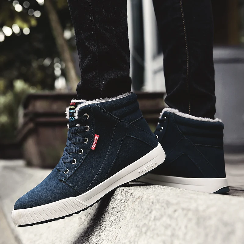 

Winter New Fashion Men's Boots Wear Handmade Ankle Boots Warm Lace up Men Casual Shoes