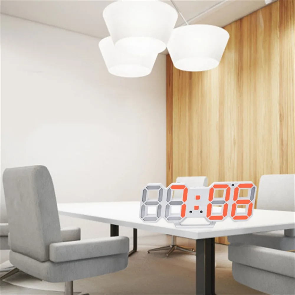 Colorful 3D LED Digital Wall Clocks 24/12 Hours Display Desktop Table